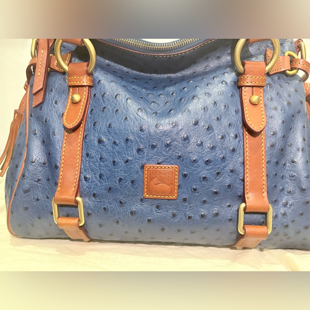 Dooney & Bourke Florentine Satchel Ostrich Collection blue - Picture 2 of 6